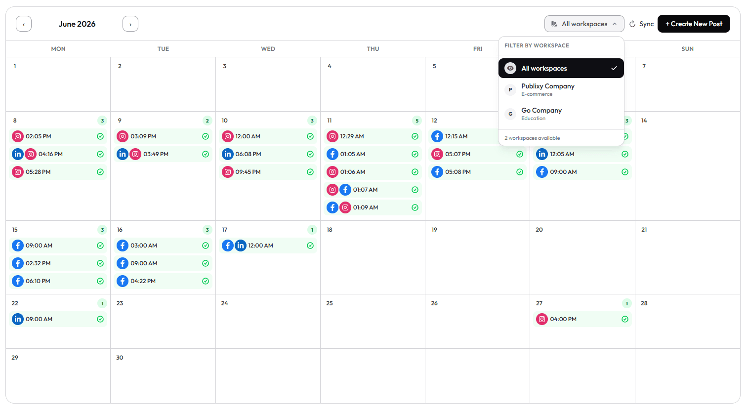 Publixy content calendar